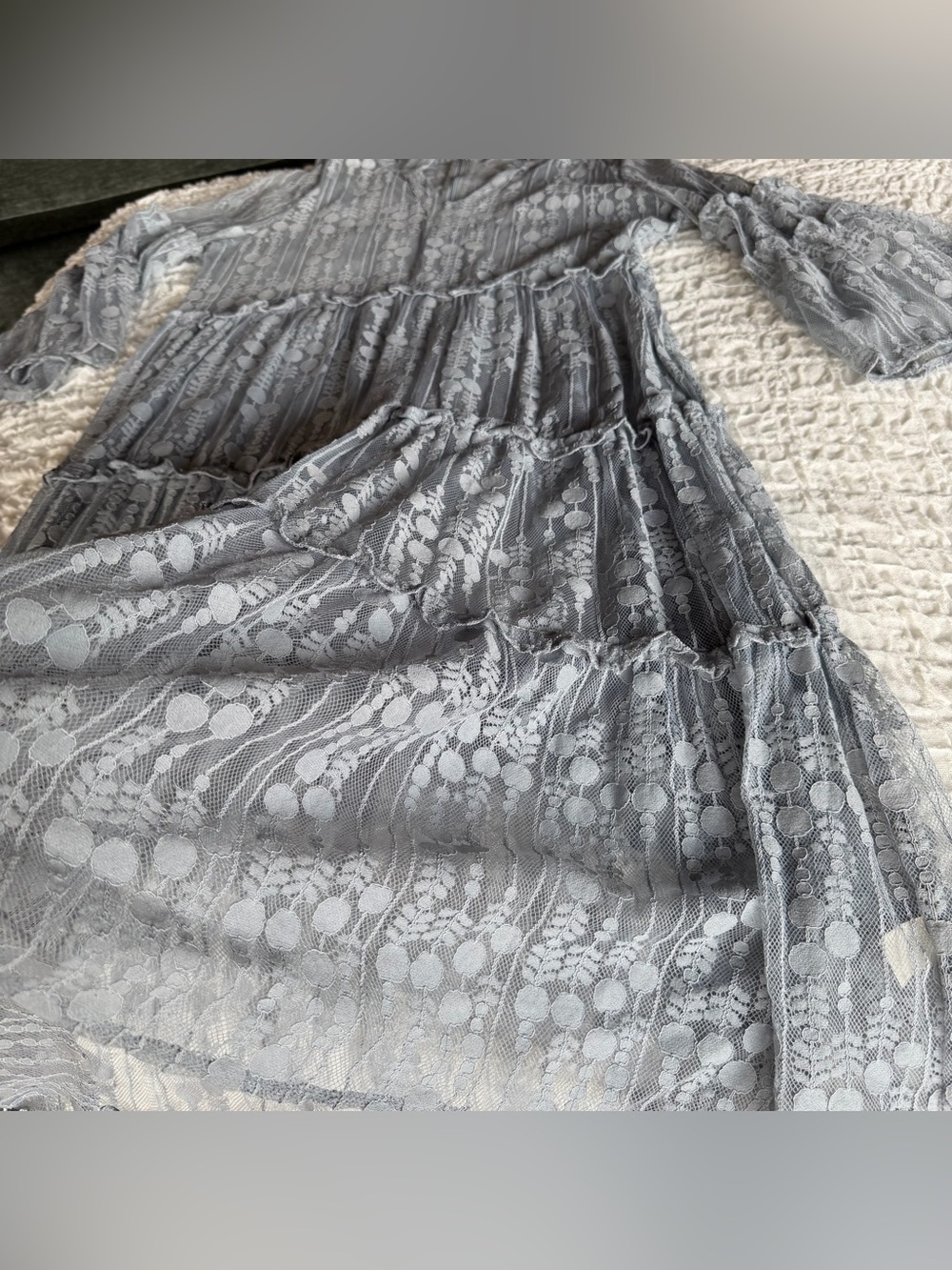 Sundance Dusty Blue Lace Tiered Midi Dress Size Large - Picture 6 of 12